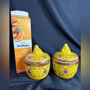 2-Buddha lidded soup bowls